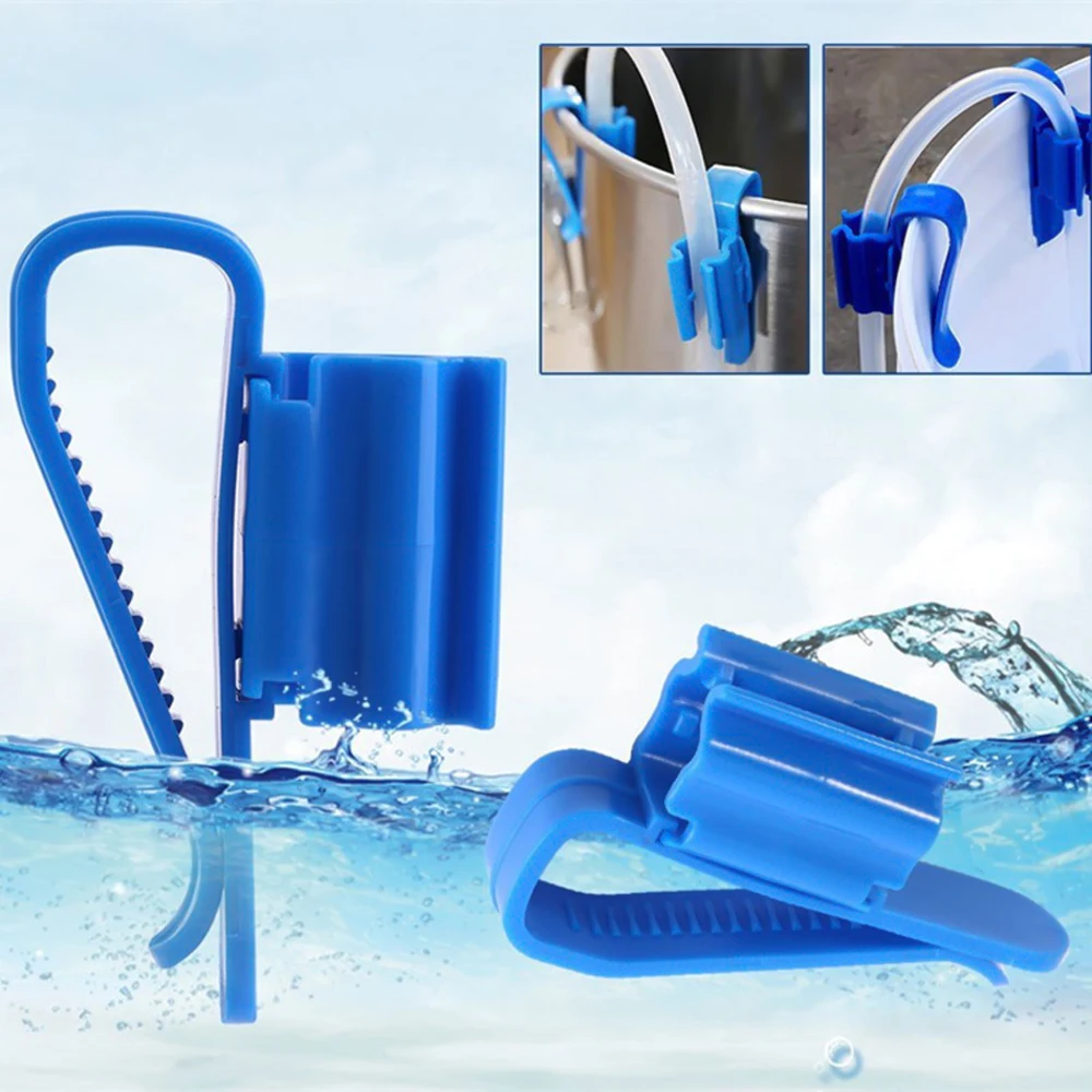 

2pcs Aquarium Tank Multi-functional Hose Holder Blue Filtration Bucket Mounting Clip for 8-16mm Water Pipe/Tube