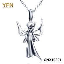 GNX10891 100% Real Pura Plata Esterlina 925 Collar de La Santa Santa Maria Mujeres Colgante Collar Collar de La Joyería