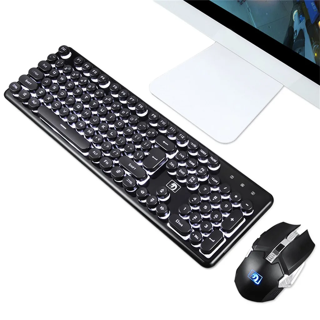 

Keyboard Changeable LED with Color Luminous Backlit Multimedia Ergonomic Gaming Keyboard and Mouse Set for Game Computer L30530
