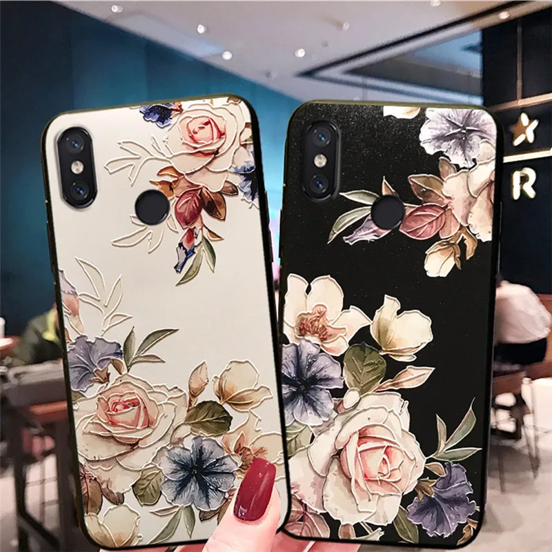 

3D Rose Flowers tpu Case For Xiaomi Redmi Note 7 6 5 Pro Red-crowned crane soft cover for xiaomi mi 9 8 A2 A1 5X 6X case capa