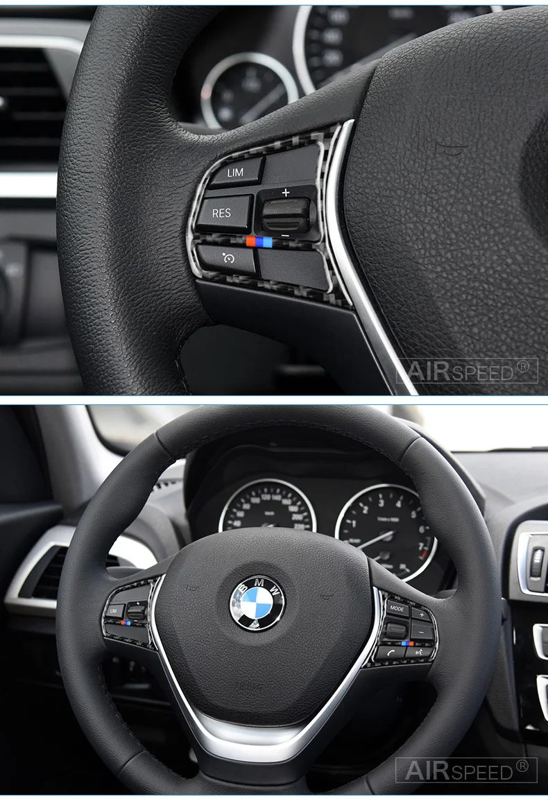 BMW F20 F21 F30 F34 F32 Accessories Interior Carbon Fiber Car Steering Wheel Buttons Stickers Cover Trim Decoration (8)