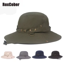 RoxCober Летняя мужская и женская однотонная шапка уличная Панама шапки рыбацкие кепки козырек от солнца шапки для путешествий