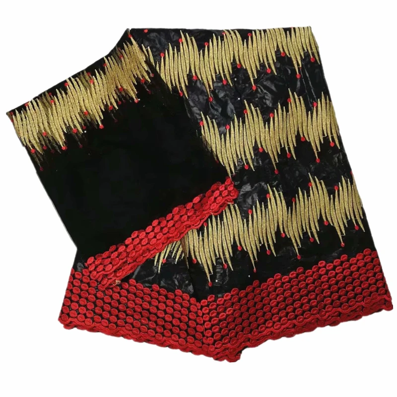 

Hot selling embroidered basin riche getzner with scarf set african fabric black bazin riche fabric with stones