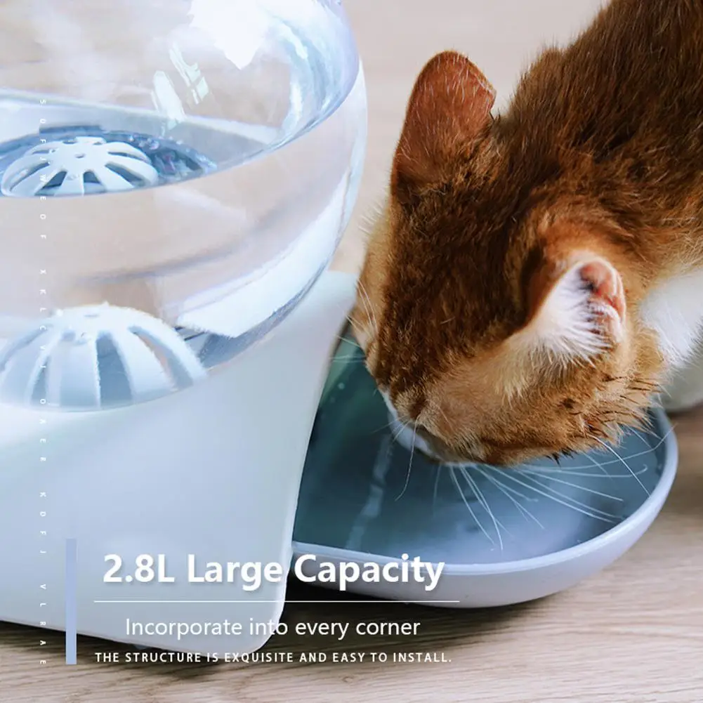 2.8л Автоматический водяной фонтан для домашних животных с пузырьками, большая миска для питья кошек, питье домашних животных