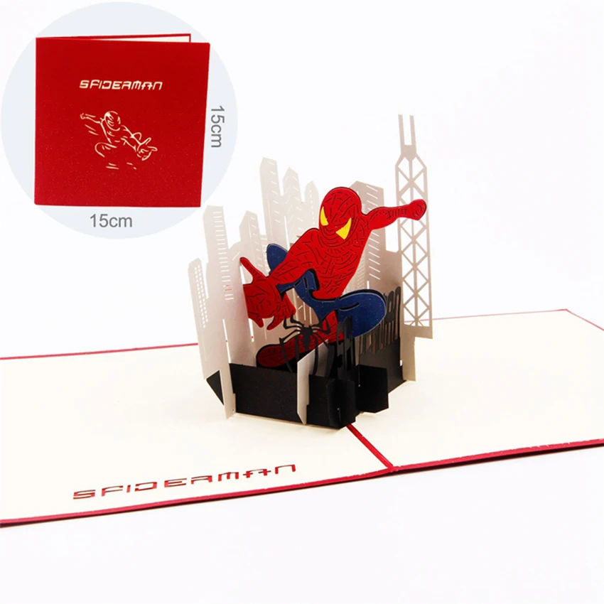 

3d greeting card creative gift cartoon spiderman New Year Christmas birthday card business postcard DIY Craft Paper Invitations