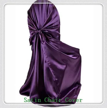 

100pcs Bag Self-Tie Chair covers - Satin Chair Cover / Universal Satin Chair Cover For Wedding Banquet Party Decoration