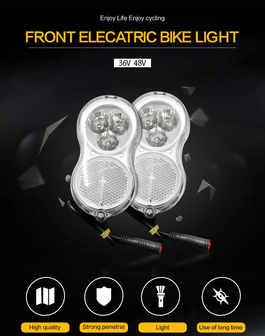 Excellent Bicycle Light 36V 48V LED Cycling Front Light Bike light Lamp Torch Waterproof Electric Bike Headlight for Motorcycle e Bike Kit 0