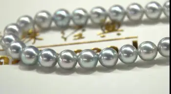 

18" 9-10mm natural south sea silver gray round pearl necklace 925 silver