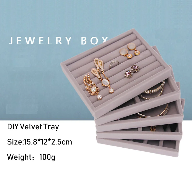 

L15.8cm/W12cm/H2.5cm New Drawer DIY Jewelry Storage Tray Ring Bracelet Gift Box Jewelry Organizer Earring Holder Most Room Space