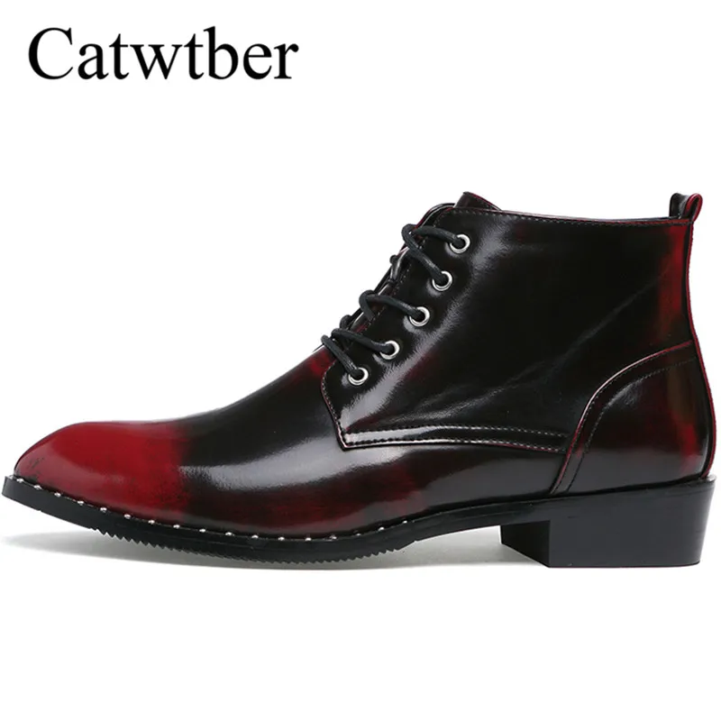 

Catwtber Business Dress Men Shoes Martin Boots Leather Boots Casual Walking Men Motorcycle Boots Botas Hombre Shoe Trend British