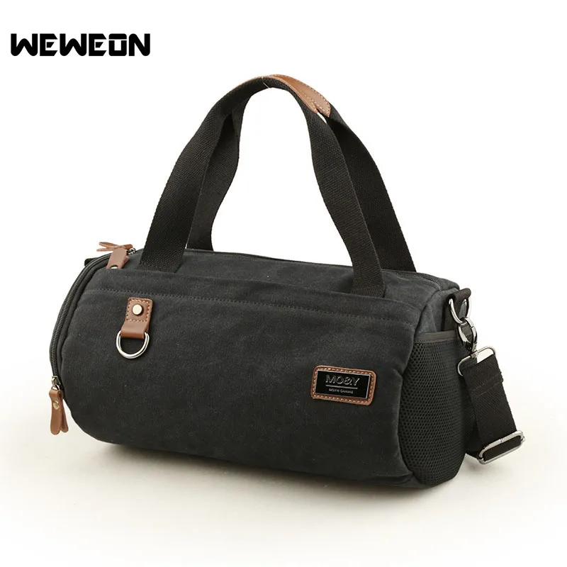 Large Capacity Canvas Cylindrical Sports Shoulder Bag Mulifunctional