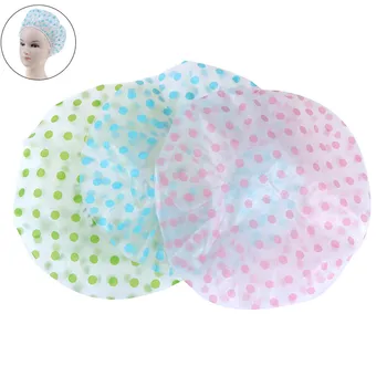 

1PC Dot Waterproof Shower Cap Thicken Elastic Bath Hat Bathing Cap For Women Hair Salon Bathroom Products 3 Color