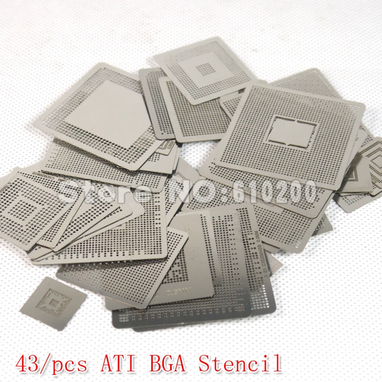 

Freeshipping 43pcs/set ATI Chip Direct heating BGA Stencil BGA Reball Kit Bga Reballing Stencil Kit