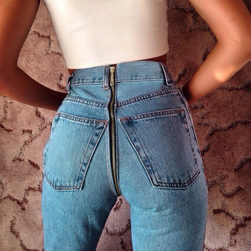 Hot Sexy Back Zipper Long Jeans Women 