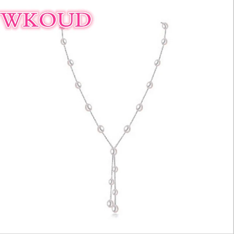 

Genuine Fashion Pearl Necklace Jewelry 925 Sterling Silver Jewelry For Women Water Drop Babysbreath 6-7mm Natural Pearl Gift