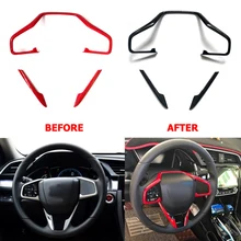 ABS углеродного волокна рулевая наклейка для колес переключатель для руля Кнопка покрытие стикер для отделки для Honda Civic Тип R