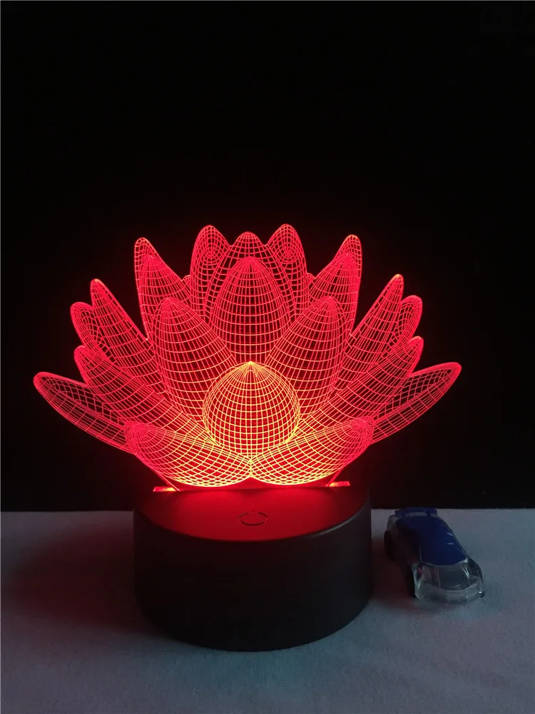 USB LED Lotus Flower Night Light 3D 7colors Christmas Gifts Mood Lamp Touch Kids Child Living/Bedroom Table/Desk Sleeping Light