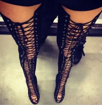 Big Size 13 Hot Selling Black Red Beige Suede Lace-up Tight High Boots Peep Toe Cut-out Gladiator Sandals Boots For Women
Big Size 13 Hot Selling Black Red Beige Suede Lace-up Tight High Boots Peep Toe Cut-out Gladiator Sandals Boots For Women