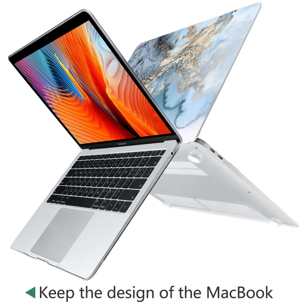 Cheap 4 in 1 Set Marble Case For Apple MacBook Pro Air 13 15 16 Inch touch bar 2019 A2141 A2159 A1932 A1706 A1990 Hard Cover+free gift