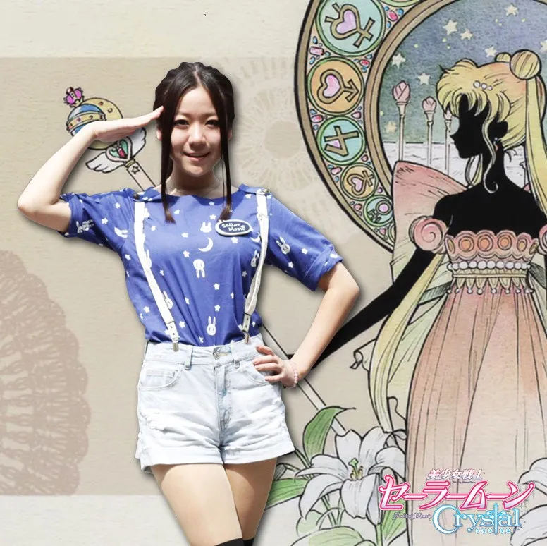 

Sailor Moon Luna Cosplay Costumes New Pattern Japan And South Korea Version Of Women's T-Shirt Print Cute Rabbit Casual Wear