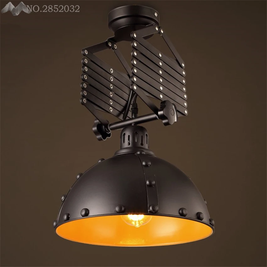 

Nordic vintage creative E27 Retractable Ceiling lights iron ceiling lamp cafe bar dining room restaurant kitchen lighting decor