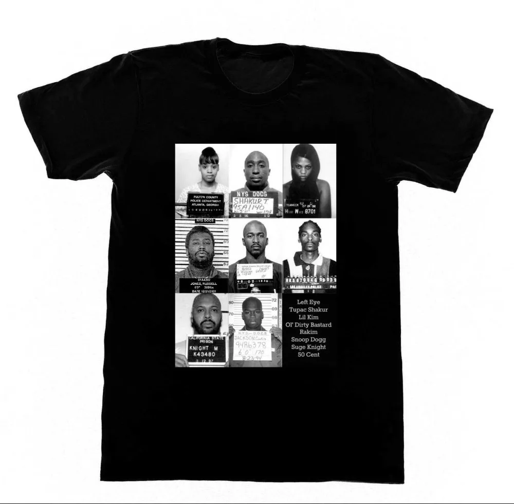 

Hip Hop Mugshots Tupac Suge 50 Shirt T Shirt Fashion New Summer Classical Solid Color Short Sleeve Loose Skull T Shirt