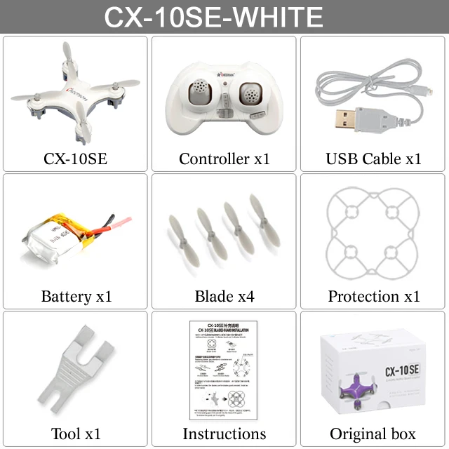 Cheerson CX-10SE мини-Дрон Квадрокоптер Карманный Дрон пульт дистанционного управления детская игрушка 4CH 3D переворачивается RC нано Квадрокоптер вертолет RTF VS H20 - Цвет: White With box