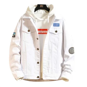 

2019 new solid casual slim denim jacket plus 5XL bomber jacket men's premium denim jacket Chaqueta Hombre