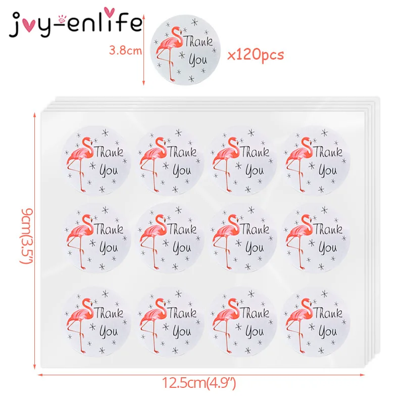 120 шт Фламинго Круглый Спасибо Печать стикер печать этикетка DIY коробка Упаковка Наклейка из бумаги украшение Фламинго вечерние блага