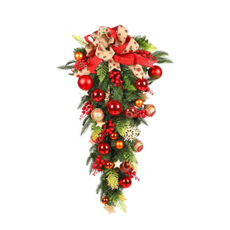 

Creative Christmas Knot Hanging Tree Really Imitation Green Leaves Color Door And Window Wall Hanging Christmas Decorations