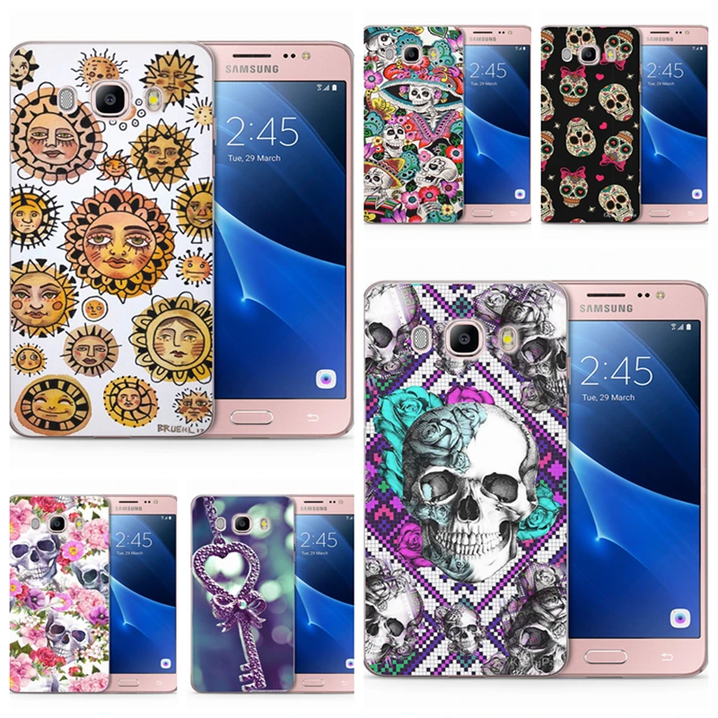 For Samsung Galaxy J1 J3 J5 J7 J120 J330 J530F G530 prime Soft TPU Cover Design skull unique Cartoon flower Fundas C153 |