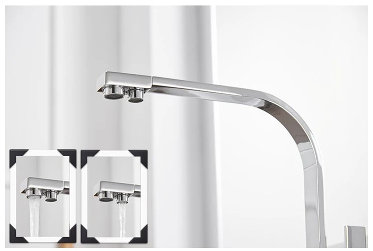 3 Way Drinking Water Faucet Water Filter Purifier Kitchen Faucet Black Hot Cold Mixer Basin Tap 360 Swivel Kitchen Faucet 0178H