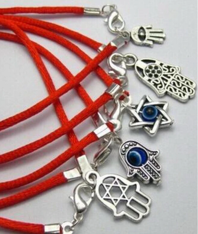 

5pcs Mixed Lucky Kabbalah Hamsa Hand Charms Red String Bracelets & Bangle Protection Men Women For New Fashion Jewelry