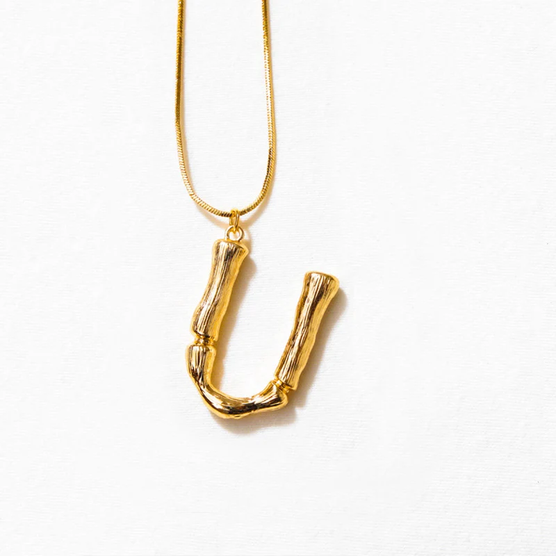 A-Z 26 ожерелье с буквами, персонализированная подвеска с монограммой, большими буквами, буквами и буквами - Окраска металла: U