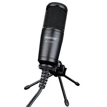 

Takstar GL-100FX black side-address recording USB microphone built-in microphone amplifier with tone up control knob