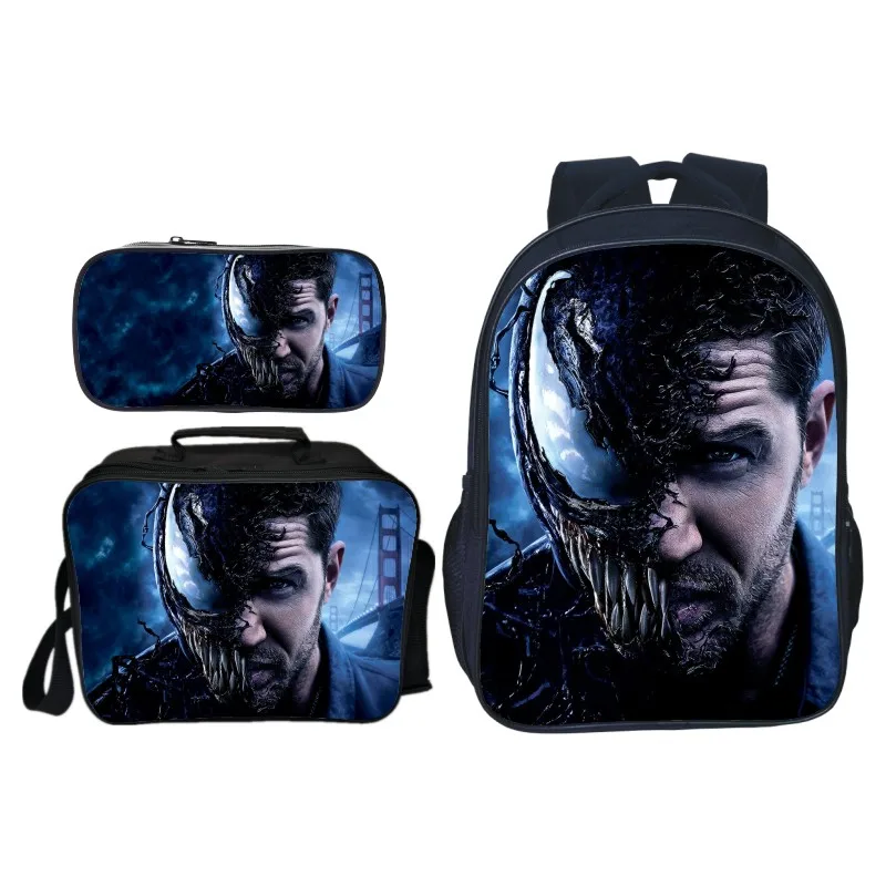Новинка; Лидер продаж, Новое поступление, 3 шт./компл. печати Hero Venom сумки костюм «Человека-паука» сумка Детские Мультяшные рюкзаки для мальчиков, школьный рюкзак - Цвет: 16SET-157