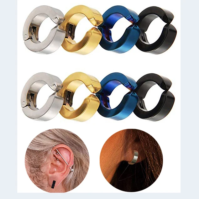 

1 Pairs Clip On Earrings Medical Steel Buckle Fake Piercing Ear Belly Button Ring Body Jewelry Great For Men or Women