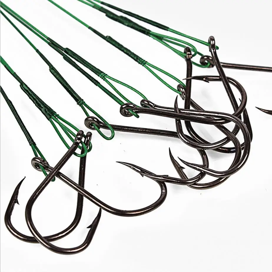 Núcleo com Gancho Trela para o Chumbo de Pesca Linha de Pesca Fio de Aço 5 e 10 Pcs Anti mordida Trelas Líder Inoxidável A34 4 High Quality Esporte e Lazer