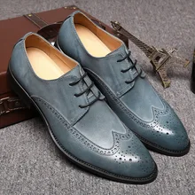 Hot Sale Sping Fashion Oxfords Formal Shoes Genuine Leather Dress Shoes Men s Brogue Carved Flats