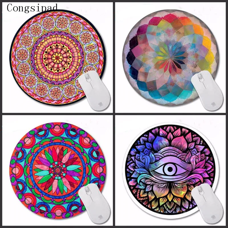 Special Pattern  Custom Flowers Art Round Circles Blue Electric  Mouse Mat High Quality Resistant Dirt 200*200*2m Mouse Pad