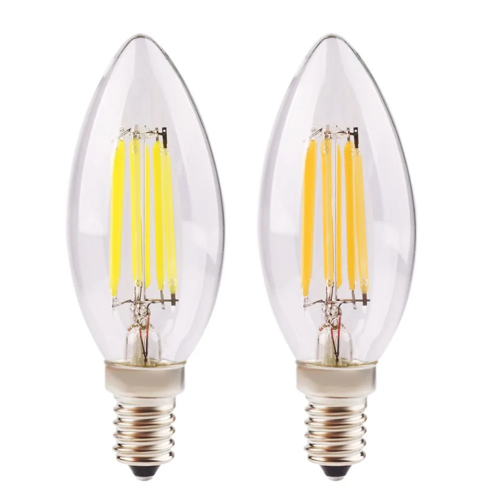 

New Design 6W E14 AC 220V 110V Dimmable E14 LED Filament Candle Bulbs 360 Degree Led Bulb Light Lamp Free Shipping 10pcs/lot