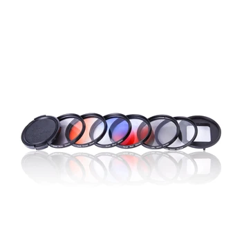 

52mm UV CPL Gradual Graduated Grey Orange Blue Red Grad Filter + lens cap + adapter ring for GoPro Hero 5 6 7 Black camera