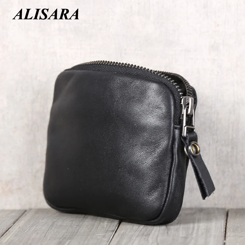 

Alisara Coin Purses Women Genuine Leather Mini Wallet First Layer Cowhide Ladies Credit Card Pouch Small Money Pocket Soft