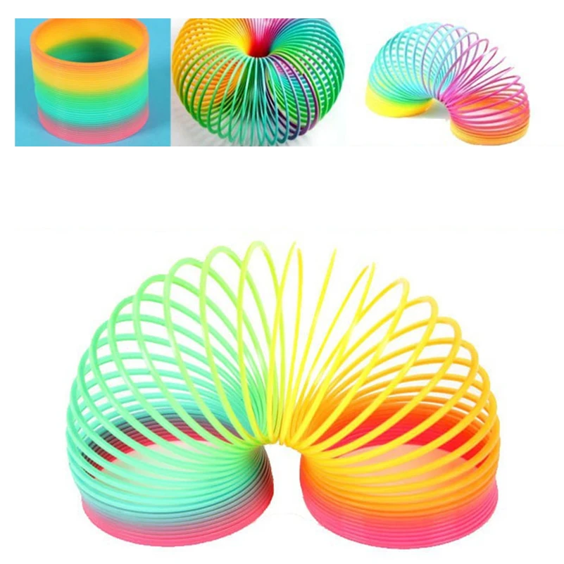 

6 cm Plastic Magic Rainbow Spring Slinky Toys Educational Rainbow Bounce Fun Toy Colorful Slinky Toys for Children Gifts