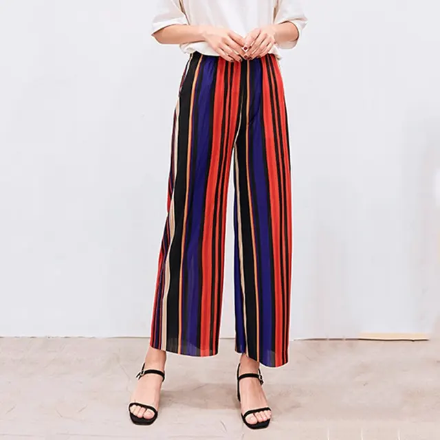 blue and red striped pants