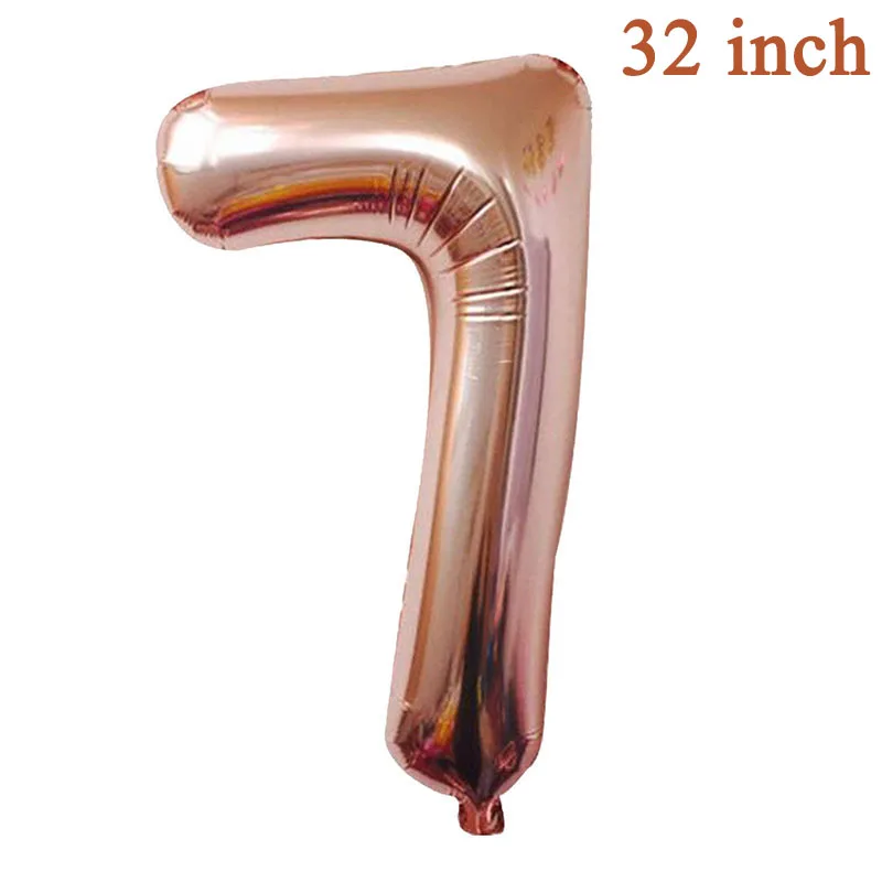 rose gold 7 32 дюйма количество Фольга шар для маленьких мальчиков и девочек с днем рождения мой первый 1st вечерние украшения для детей и взрослых Единорог поставки 2nd на возраст 3, 4, 5, 6, 7 - Цвет: rose gold 7