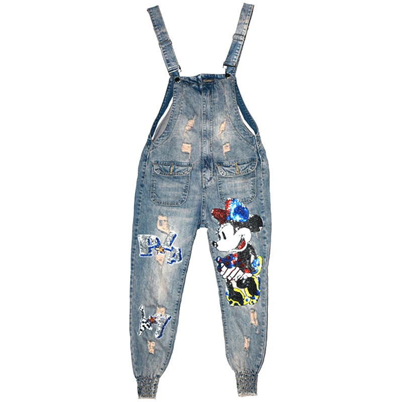 Новинка 2018 весенне осенний Модный женский джинсовый комбинезон свободные джинсы