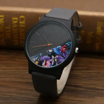 

2017 Luxury Top Brand Floral Pattern Casual Quartz Watch Dropshipping Vintage Leather Women Watches Women Clock Relogio Feminino