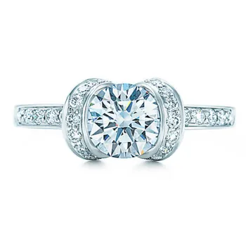 

1Carat Genuine White Gold Merry Style Continued Certificate Moissanite Wedding Ring Beautiful Geometric Shape Solid Gold Ring