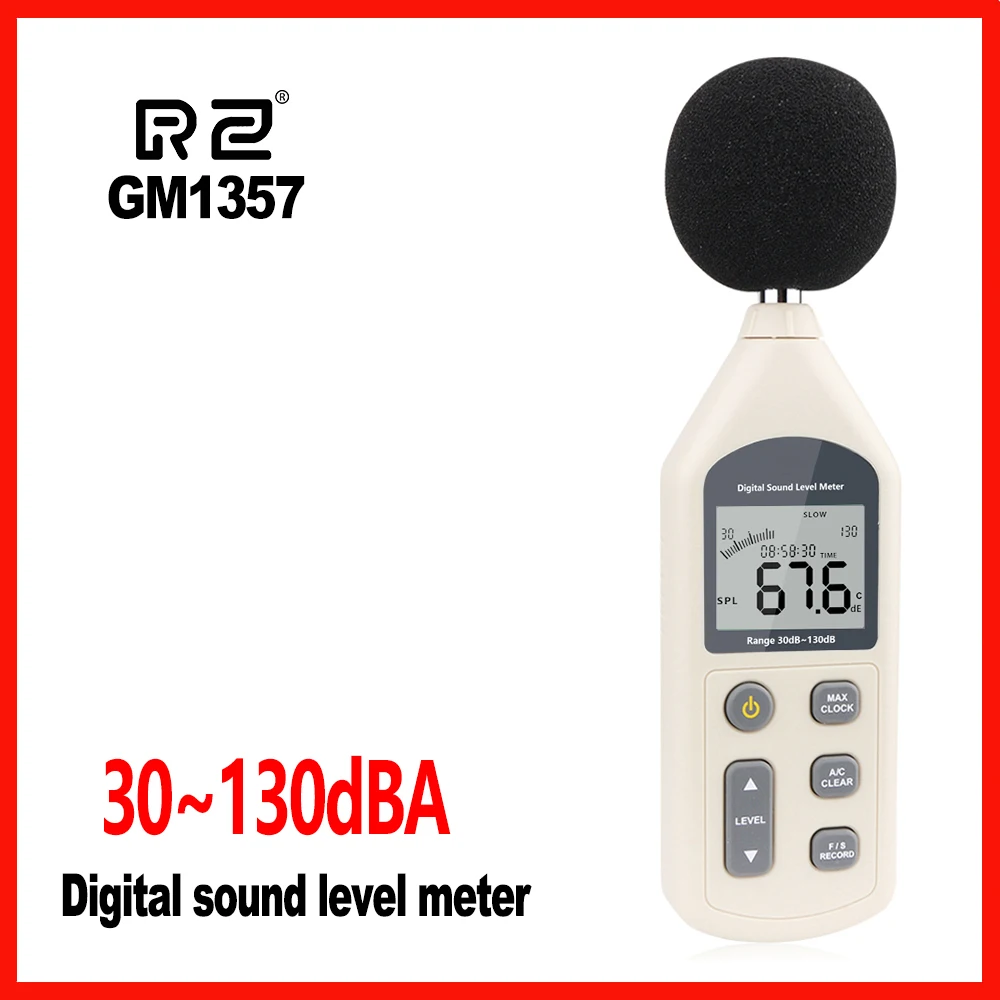 

New Digital Sound Level Meter Meters Noise Tester in decibels LCD A/C FAST/SLOW dB screen RZ 30-130dB GM1357